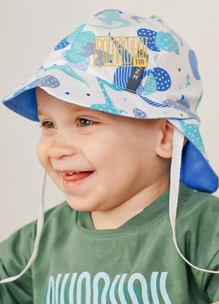 48-50 1-2 г дышащая панамка кепка для мальчика на море пляжная с защитой шеи от солнца солнцезащитная 60671 фото