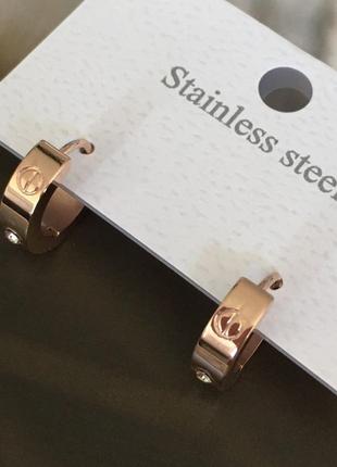 Серьги картье лав из медицинского золота stainless steel, xuping позолоченные