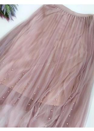 Фатиновая юбка с жемчужинами6 фото