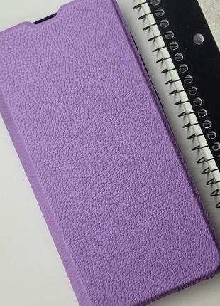 Шкіряний чохол книжка бузковий для samsung galaxy a50 , чохол книжка підставка на самсунг а50 з візитницею