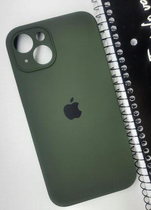 Силіконовий чохол зелений закритий низ захист камери для apple iphone 13 / силікон кейс накладка на айфон 13