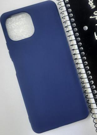 Силиконовый чехол накладка ультратонкий синий для xiaomi mi 11 lite / на телефон сиоми ми 11 лайт1 фото