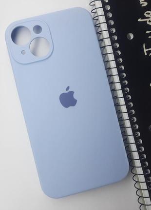 Надійний силіконовий чохол із закритою камерою для apple iphone 14 (6.1") (голубий) / на телефон айфон 14