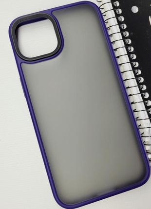 Чехол матовый  фиолетовый  tpu+pc чехол metal buttons для apple iphone 13 (6.1") / чохол на айфон 13