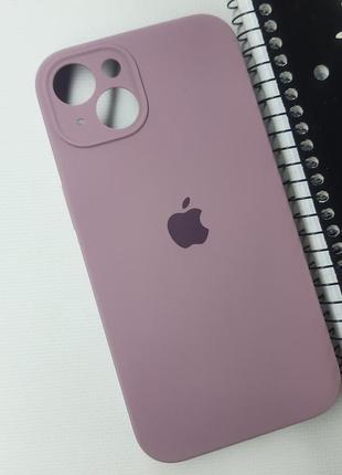 Силиконовый чехол лиловый закрытый низ защита камеры для apple iphone 13  силикон кейс накладка на айфон 13