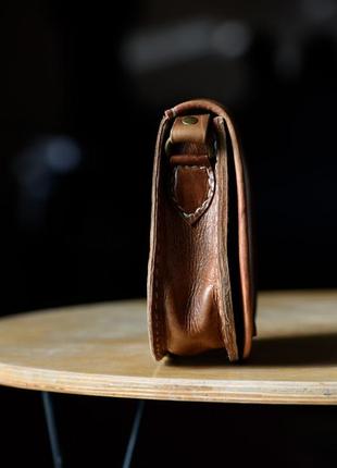 Кожаная светло-коричневая женская этно сумка ручной работы iglu a2 фото