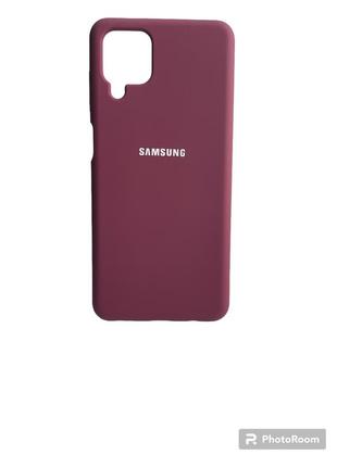 Чохол  silicone case для samsung galaxy a12/m12 бордовий