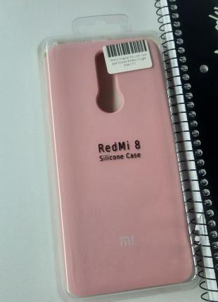 Чехол силиконовый для xiaomi redmi 8 открытый низ чехол с микрофиброй на телефон редми 8 розовий3 фото