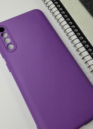 Силиконовый чехол накладка с защитой камеры на samsung galaxy a50 (фиолетовый) / чехол на телефон самсунг а502 фото