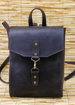 Женский кожаный рюкзак рига, натуральная винтажная кожа цвет коричневый, оттенок шоколад