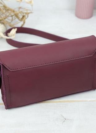 Женская кожаная сумка ромбик, натуральная кожа grand, цвет бордо5 фото