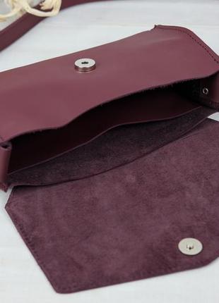 Женская кожаная сумка ромбик, натуральная кожа grand, цвет бордо6 фото