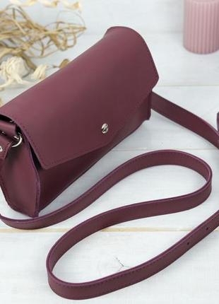 Женская кожаная сумка ромбик, натуральная кожа grand, цвет бордо3 фото