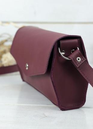 Женская кожаная сумка ромбик, натуральная кожа grand, цвет бордо4 фото