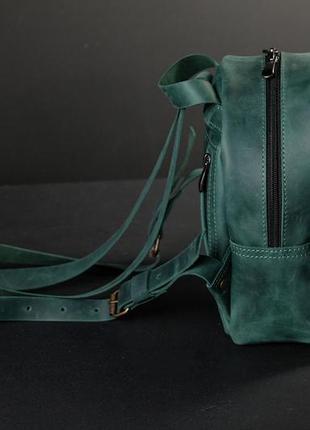 Женский кожаный рюкзак колибри, натуральная винтажная кожа цвет зеленый4 фото
