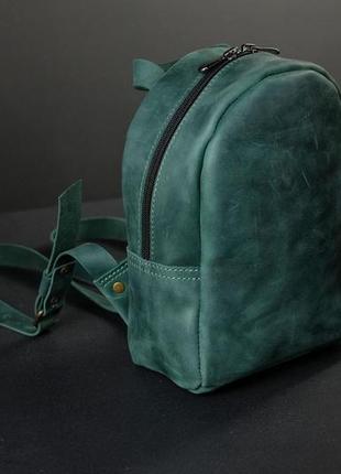 Женский кожаный рюкзак колибри, натуральная винтажная кожа цвет зеленый3 фото