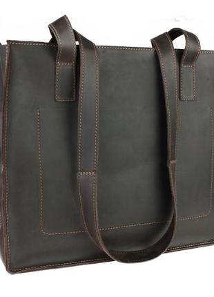 Сумка жіноча шкіряна велика шопер shopper (темно-коричнева)