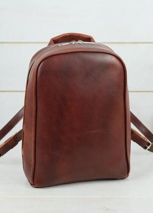 Жіночий шкіряний рюкзак анталія, натуральна шкіра італійський краст колір коричневий, відтінок вишня