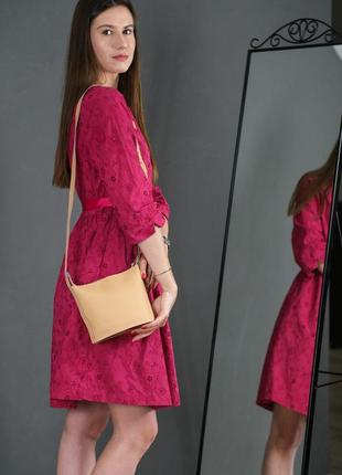 Женская кожаная сумка эллис, натуральная кожа grand, цвет бежевый1 фото