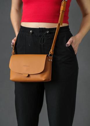 Женская кожаная сумка итальяночка, натуральная кожа grand, цвет янтарь1 фото