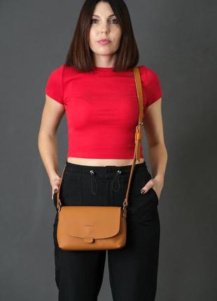 Женская кожаная сумка итальяночка, натуральная кожа grand, цвет янтарь2 фото