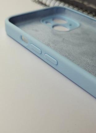 Надежный силиконовый чехол с закрытой камерой для apple iphone 14 (6.1") (голубой) / на телефон айфон 146 фото