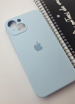 Надежный силиконовый чехол с закрытой камерой для apple iphone 14 (6.1") (голубой) / на телефон айфон 142 фото