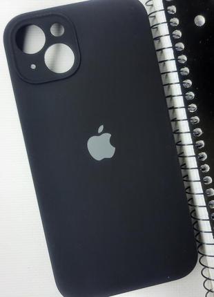 Силиконовый чехол черный закрытый низ защита камеры для apple iphone 13  силикон кейс накладка на айфон 13