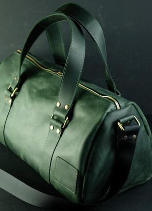 Кожаная сумка travel дизайн №80, натуральная винтажная кожа, цвет зелёный