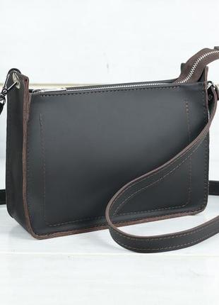 Женская кожаная сумка уголок, натуральная кожа grand, цвет коричневый, оттенок шоколад5 фото