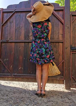 Сукня коттон бавовна тьльпан з рюшів в принт квіти міні короткий5 фото