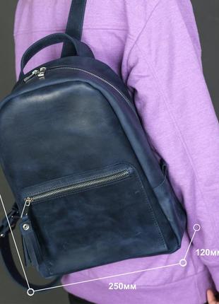 Жіночий шкіряний рюкзак лімбо, розмір великий, натуральна вінтажна шкіра колір синій7 фото
