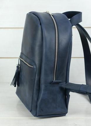 Жіночий шкіряний рюкзак лімбо, розмір великий, натуральна вінтажна шкіра колір синій3 фото