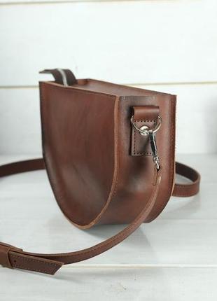 Женская кожаная сумка фуксия, натуральная кожа итальянский краст, цвет коричневий, оттенок вишня4 фото