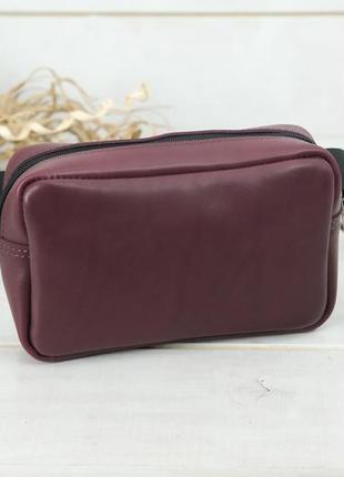 Шкіряна сумка модель №58, натуральна шкіра італійський краст, колір бордо