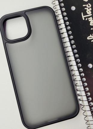 Чехол матовый  tpu+pc чехол metal buttons для apple iphone 13 (6.1") (черный) / чохол на айфон 13