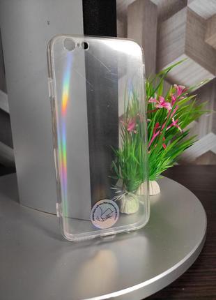 Силіконовий чохол для iphone 6 plus прозорий матовий з квітами1 фото