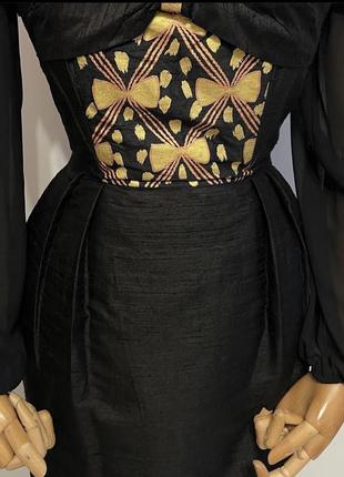 Новое винтажное patricia miller шелковое приталенное красивое черное платье сарафан из 100% шелка с разрезом готический стиль3 фото