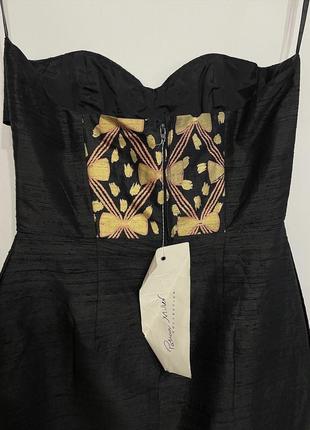Новое винтажное patricia miller шелковое приталенное красивое черное платье сарафан из 100% шелка с разрезом готический стиль6 фото