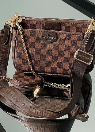 Стильная женская сумка louis vuitton pochete multi brown 23 х 16 х 5 см