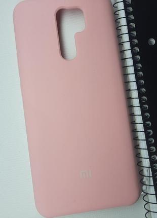 Чохол силіконовий для xiaomi redmi 9 відкритий низ чохол з мікрофіброю на телефон редмі 9 розовий1 фото