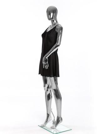 Нічна сорочка жіноча пеньюар шовк-сатин julia чорний2 фото