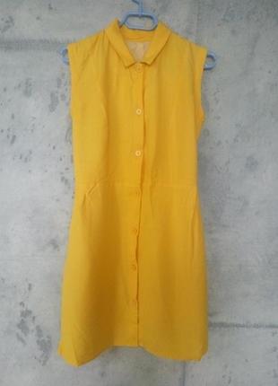 Яркое солнечное платье сарафан, лен4 фото