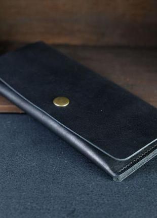 Женский кожаный кошелек батерфляй, натуральная кожа итальянский краст, цвет черный2 фото