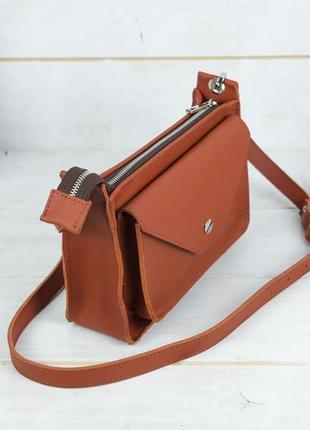 Жіноча шкіряна сумка куточок, натуральна шкіра grand, колір коричневый, відтінок коньяк3 фото