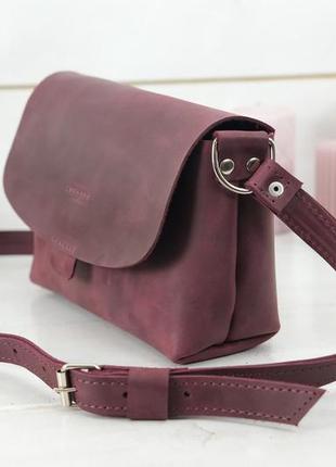 Женская кожаная сумка итальяночка, натуральная винтажная кожа, цвет бордо3 фото