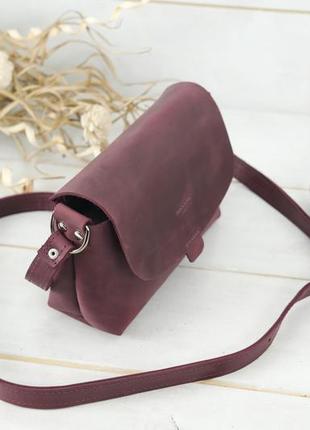 Женская кожаная сумка итальяночка, натуральная винтажная кожа, цвет бордо4 фото