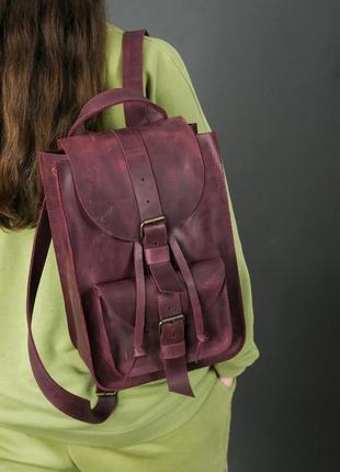 Жіночий шкіряний рюкзак флоренція, натуральна вінтажна шкіра колір бордо