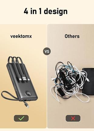Портативний зарядний пристрій  повербанк veektomx 10000 мач usb c уцінка4 фото