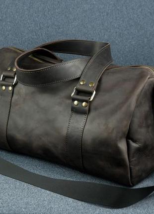 Кожаная сумка travel дизайн №80, натуральная винтажная кожа, цвет шоколад